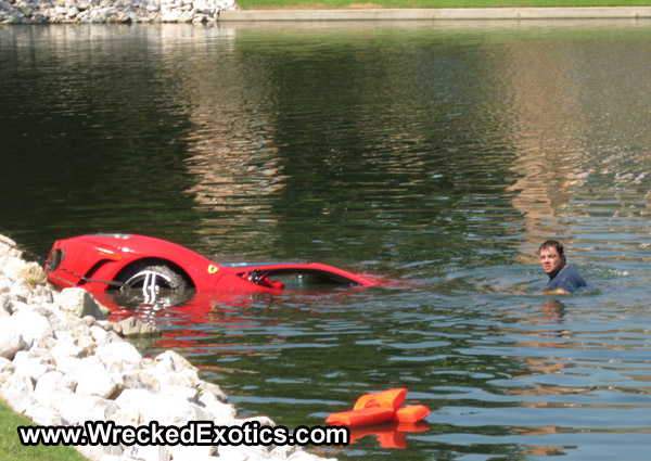 Ferrari F430 wrecked in water