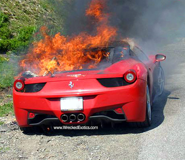 Photos of Ferrari 458 Italia on Fire