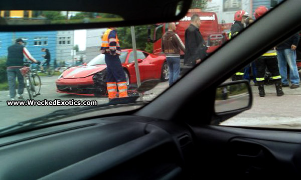 The accident occurred when the Ferrari 458 Italia crashed into the left rear