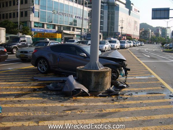The driver fell asleep and slammed into the concrete base of a lightpole