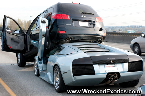 Lamborghini Murcielago Ends Up Underneath SUV