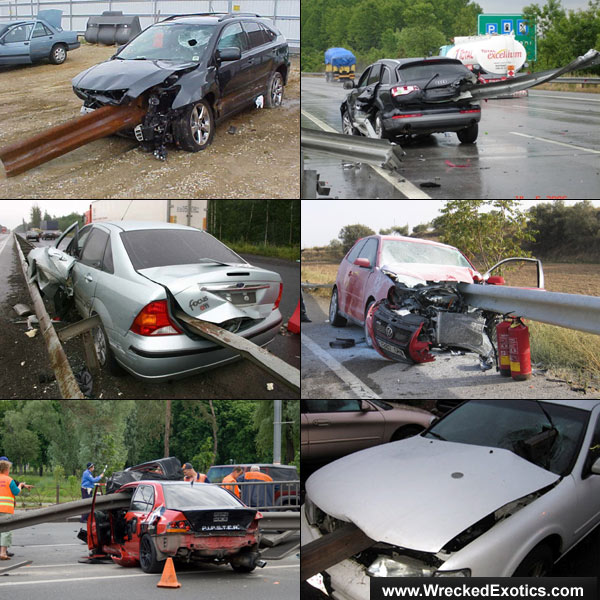 Guardrail Slices Through Audi R8 Guardrail Slices Through Audi R8