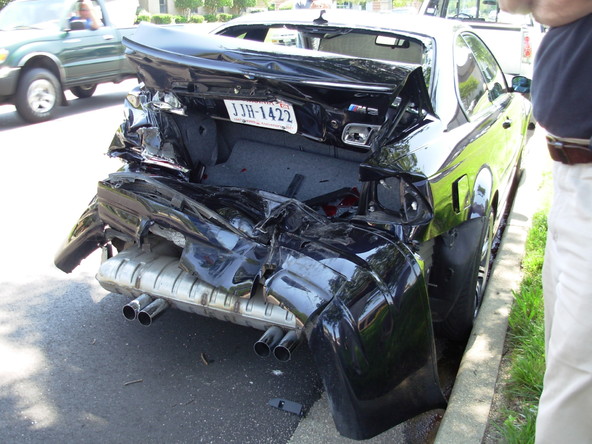 High Speed Crash Into A Concrete Wall Caused The Engine To Seperate From The Car