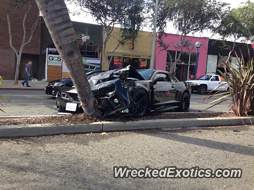 Chevrolet Camaro Zl1 Crashes Into Palm Tree In Hollywood